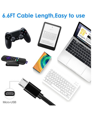 Cable de Carga Micro USB TCKN 2m para PS4, Xbox One, Roku