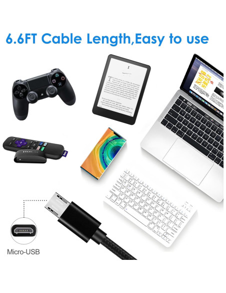 Cable de Carga Micro USB TCKN 2m para PS4, Xbox One, Roku