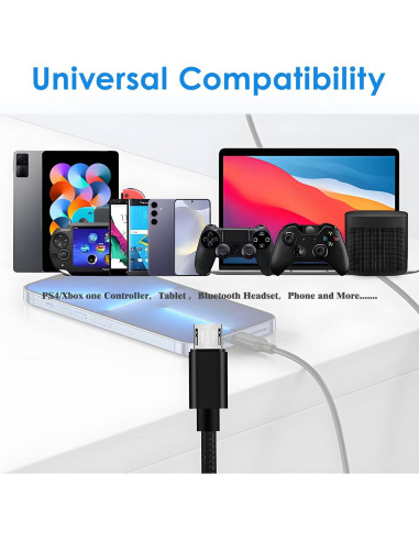 Cable de Carga Micro USB TCKN 2m para PS4, Xbox One, Roku