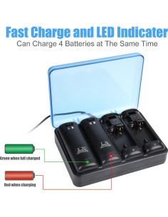 Estación de Carga 4 Puertos Covanm para Wii con 4 Baterías 2