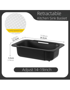 Colador Estriable Supercap XL Negro para Fregadero 35.5-48.2cm 2
