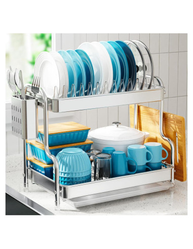 Estante para Secar Platos GSlife Acero Inoxidable 2 Niveles 53 cm