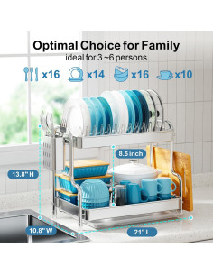 Estante para Secar Platos GSlife Acero Inoxidable 2 Niveles 53 cm 2