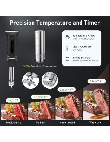 Cocinero Sous Vide KitchenBoss G300PT 1100W Acero Inoxidable
