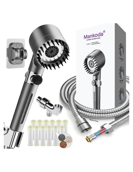 Cabezal de Ducha Filtrado Mankoda con 3 Modos y 12 Filtros