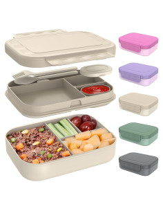 Caja Bento Apilable Caperci 1.25L 4 Compartimentos Moca