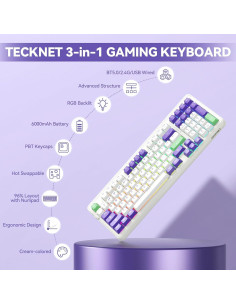 Teclado Mecánico TECKNET 96% RGB Bluetooth/USB-C Crema 2