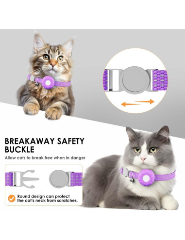 Rastreador GPS para Gatos ZFSJTAG, Collar Púrpura, Sin Cuota Mensual