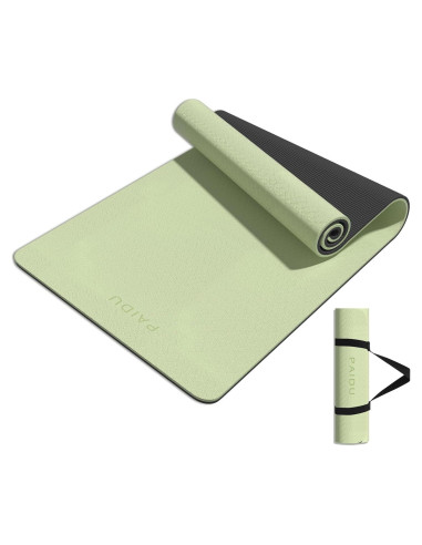 Estera de Yoga PAIDU 8mm TPE Antideslizante Verde y Negro