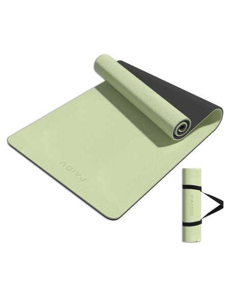 Estera de Yoga PAIDU 8mm TPE Antideslizante Verde y Negro
