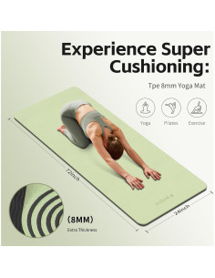 Estera de Yoga PAIDU 8mm TPE Antideslizante Verde y Negro 2