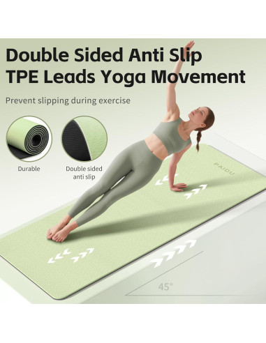 Estera de Yoga PAIDU 8mm TPE Antideslizante Verde y Negro