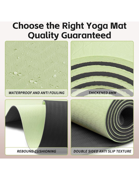 Estera de Yoga PAIDU 8mm TPE Antideslizante Verde y Negro