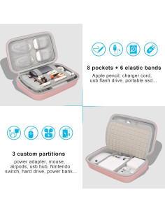 Organizador de Cables de Viaje Elonbo Rosa Dorado 23.4x15cm 2