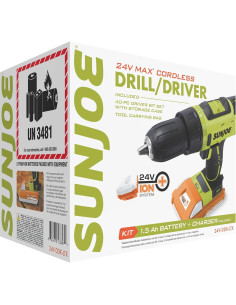 Taladro Inalámbrico Sun Joe 24V-DDK-LTX 2 Velocidades 1.5Ah 2