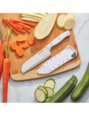 Cuchillo Santoku Farberware 12.7 cm con Funda Afilante Blanca