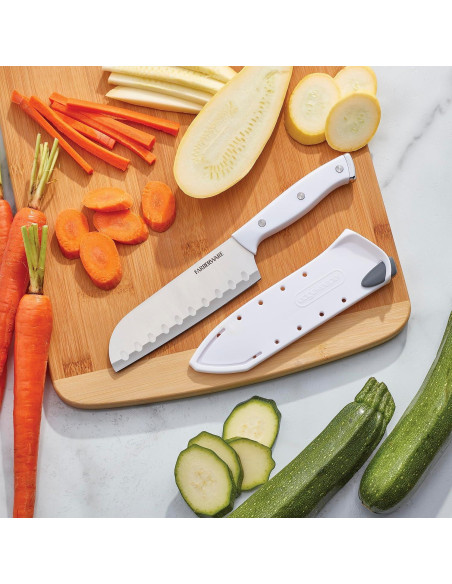 Cuchillo Santoku Farberware 12.7 cm con Funda Afilante Blanca
