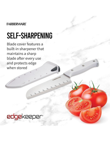 Cuchillo Santoku Farberware 12.7 cm con Funda Afilante Blanca