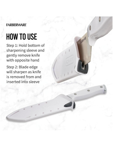 Cuchillo Santoku Farberware 12.7 cm con Funda Afilante Blanca