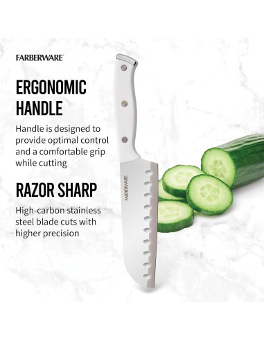 Cuchillo Santoku Farberware 12.7 cm con Funda Afilante Blanca