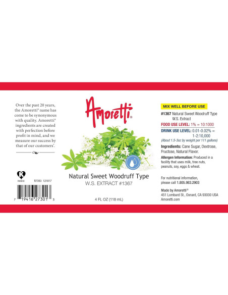 Extracto Natural de Madera de Sweet Woodruff Amoretti 56.7 g - Vegano y Sin Conservantes