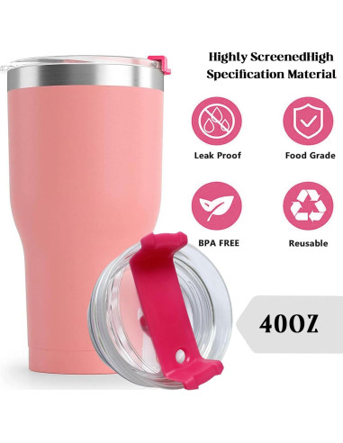 Paquete de 2 tapas CasaVibe 40 oz a prueba de derrames Rosa