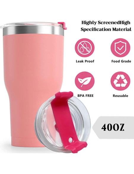 Paquete de 2 tapas CasaVibe 40 oz a prueba de derrames Rosa