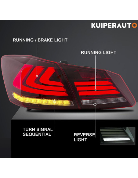 Luces Traseras KUIPERAUTO para Honda Accord 2013-2015