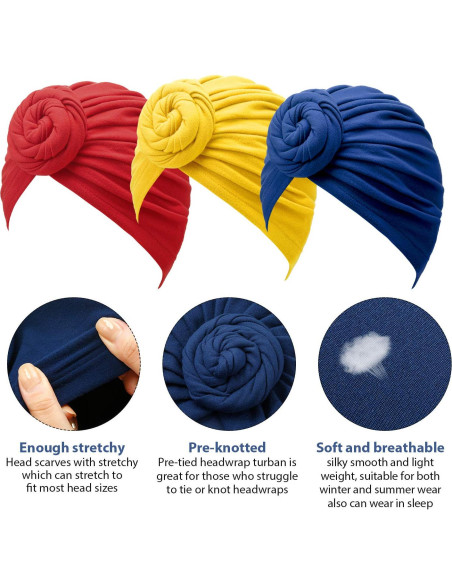 Turbantes Pre Atados SATINIOR 8 Pcs para Mujeres - 8 Colores