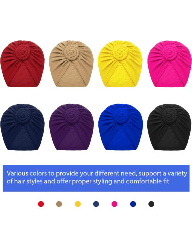 Turbantes Pre Atados SATINIOR 8 Pcs para Mujeres - 8 Colores