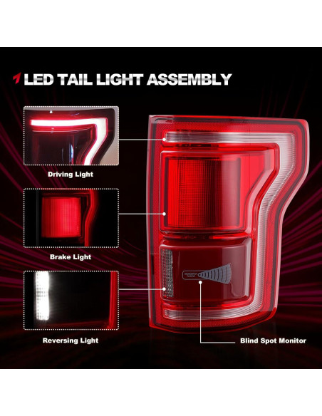 Ensamblaje Luz Trasera LED TEMSONE HL3Z13404D Ford F-150 2015-2017