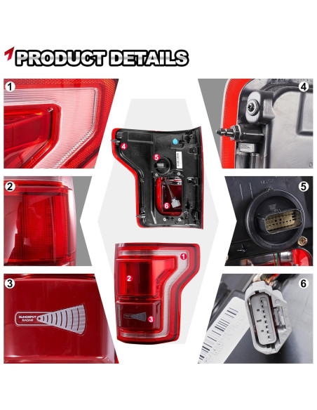 Ensamblaje Luz Trasera LED TEMSONE HL3Z13404D Ford F-150 2015-2017