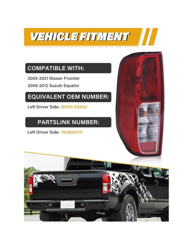 Luz Trasera LIWEDFG Rojo para Nissan Frontier 2005-2021