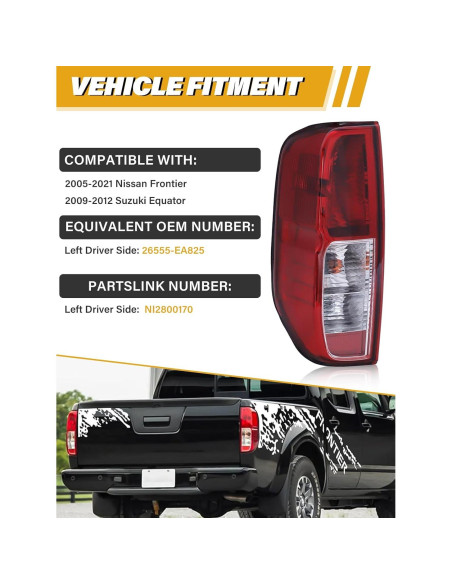 Luz Trasera LIWEDFG Rojo para Nissan Frontier 2005-2021