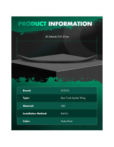 Alerón Trasero SCITOO Negro Mate para Toyota Corolla 2020-2022