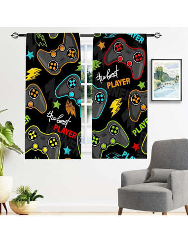 Cortinas YUANZU para Niños Gamepad 2 Paneles 107x214 cm