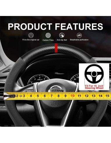 Cubierta de Volante K LAKEY Suede D 15" Antideslizante Ford