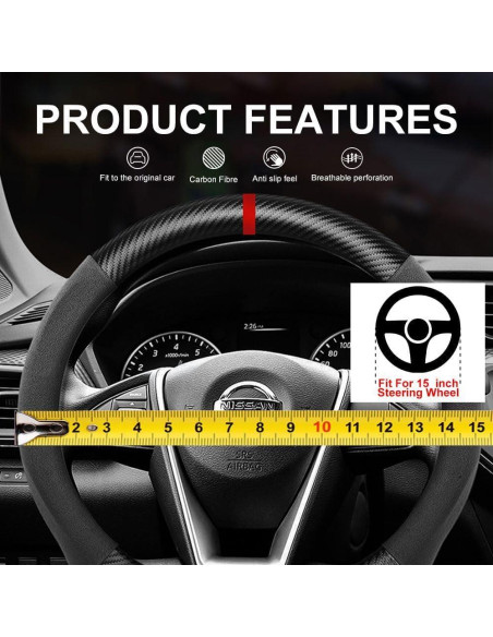 Cubierta de Volante K LAKEY Suede D 15" Antideslizante Ford