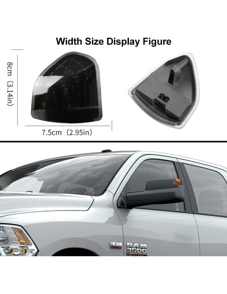 Luz de Señal de Giro LED Jinfili para Espejo Dodge Ram 2010-2018