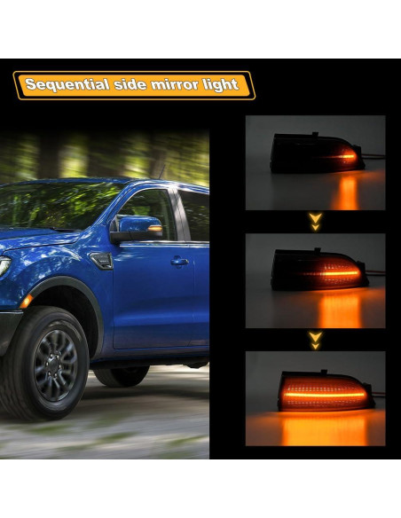 Luces LED Ámbar para Espejos Laterales NJSBYL Ranger Lariat 2019-2023