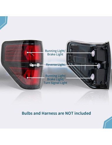 Luz de Freno Trasera VPIMOZO para Ford F150 2009-2014 Humo