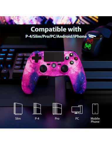 Controlador Inalámbrico Rosa CHENGDAO PS4 800mAh 6 Ejes