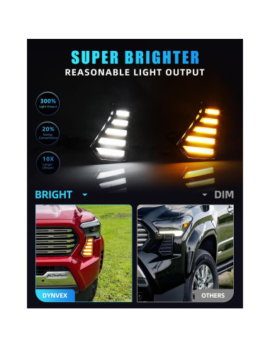 Luces Antiniebla LED DYNVEX Tacoma 2024-2025, Ámbar y Blanca