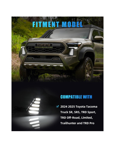 Luces Antiniebla LED DYNVEX Tacoma 2024-2025, Ámbar y Blanca