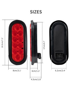 Luces Traseras LED RUNBAITOO 6" Rojas Impermeables IP67 2