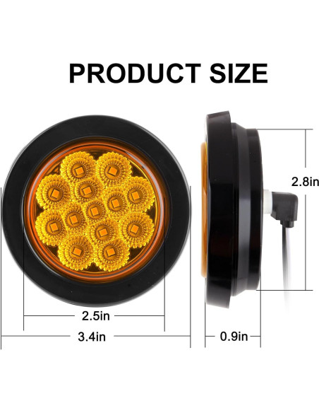 8 Luces Marcadoras LED Ámbar 2.5" Traberm para Remolque