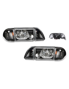 Juego de Faros de Cristal Negros SPPC para Ford Mustang