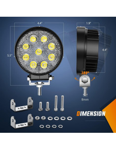 Luces LED Nilight 15016F-C 27W 4Pcs 6000K Impermeables 2