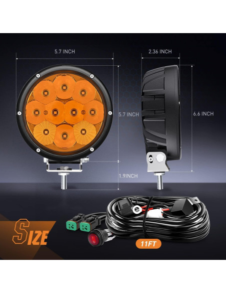 Luz LED de Conducción Nilight 50W Ámbar 5.7" IP68 Offroad