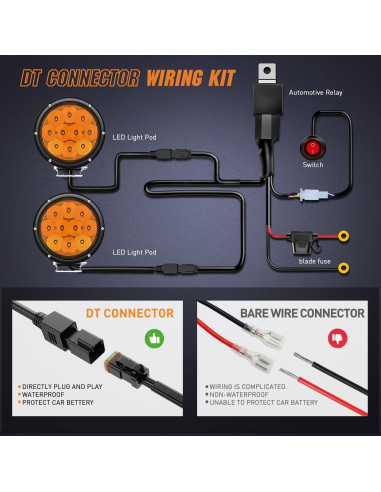 Luz LED de Conducción Nilight 50W Ámbar 5.7" IP68 Offroad